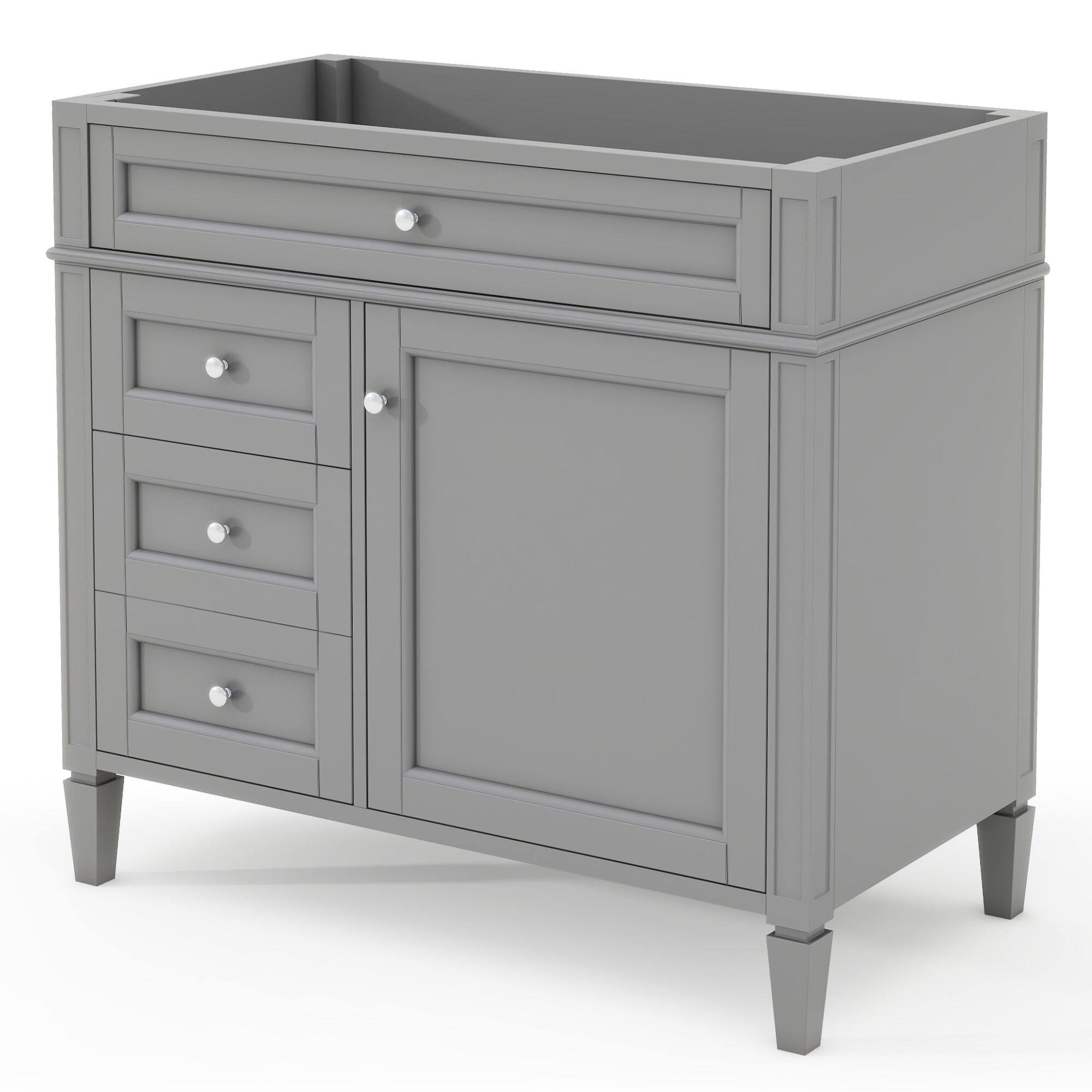 Alt View 4. Boyel Living - 36 Inch Modern Bathroom Vanity Cabinet Without Sink Solid Wood Frame Grey - Gray.