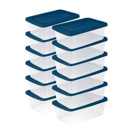Sterilite - 6 Qt Storage Boxes, Clear Plastic Containers with Lid, Set of 60 - Blue
