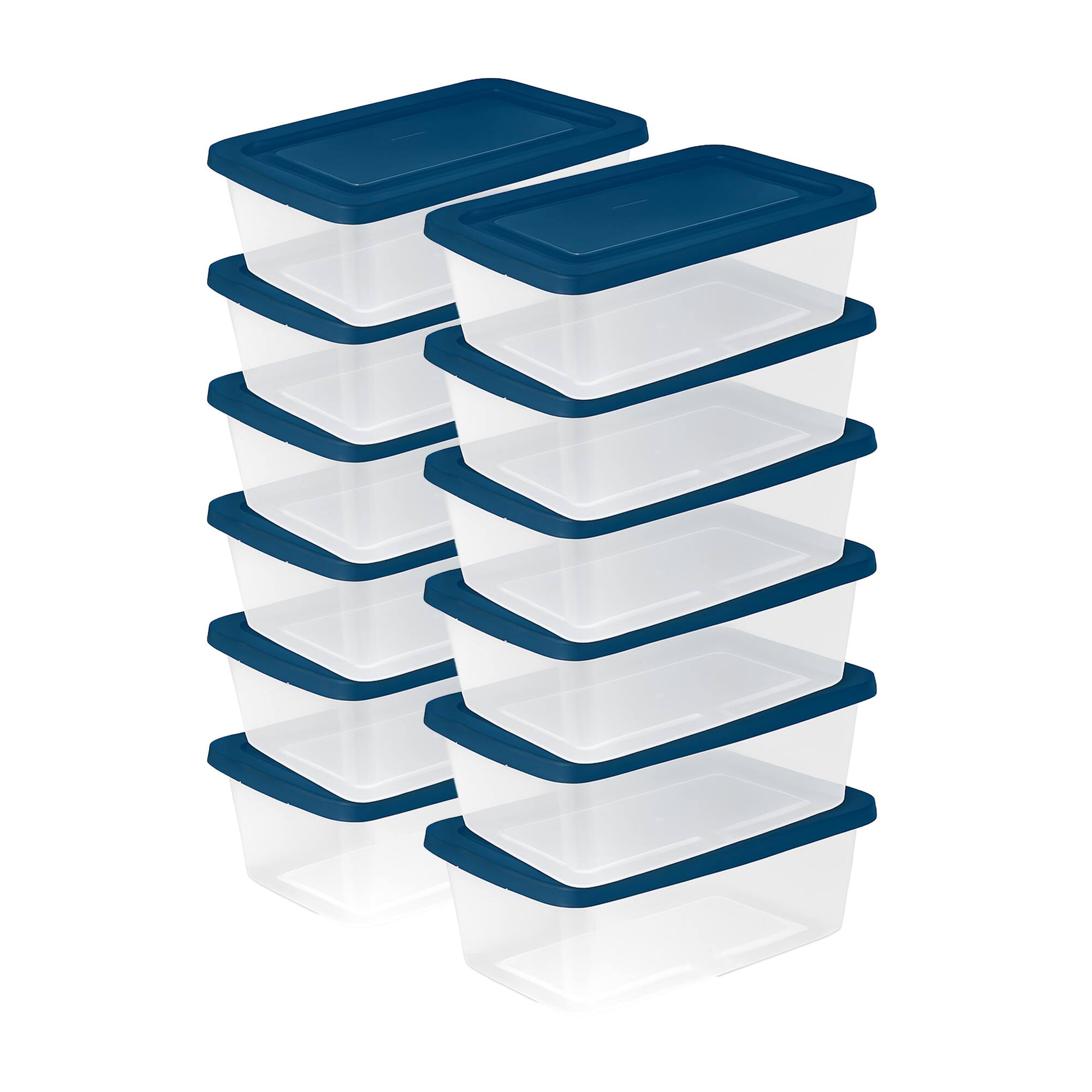 Front. Sterilite - Sterilite 6 Qt Storage Boxes, Clear Plastic Containers with Lid, Set of 60, Blue - Blue.