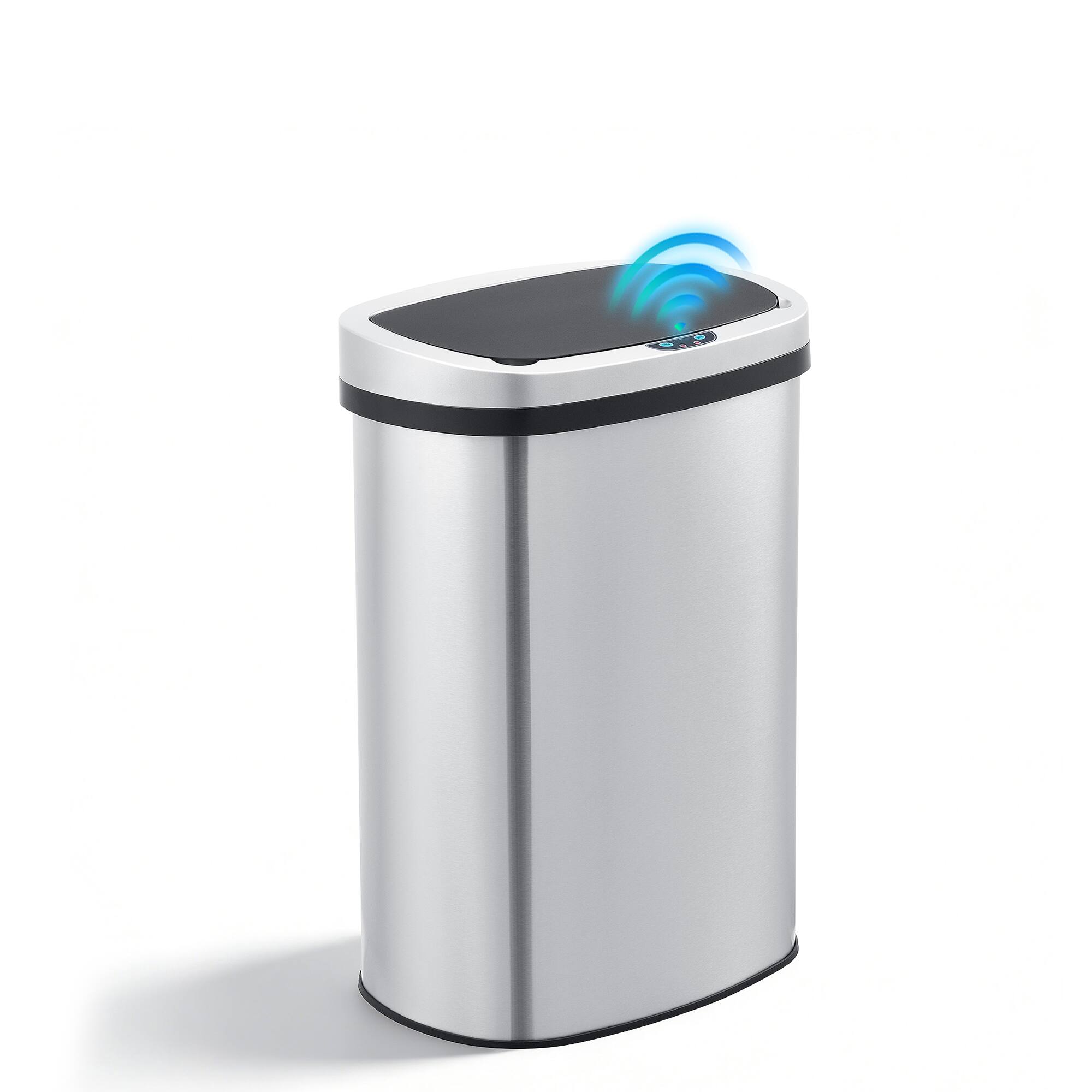 Alt View 5. Innovaze - 13 Gal./50 Liter Stainless Steel Oval Motion Sensor Trash Can - Sliver.