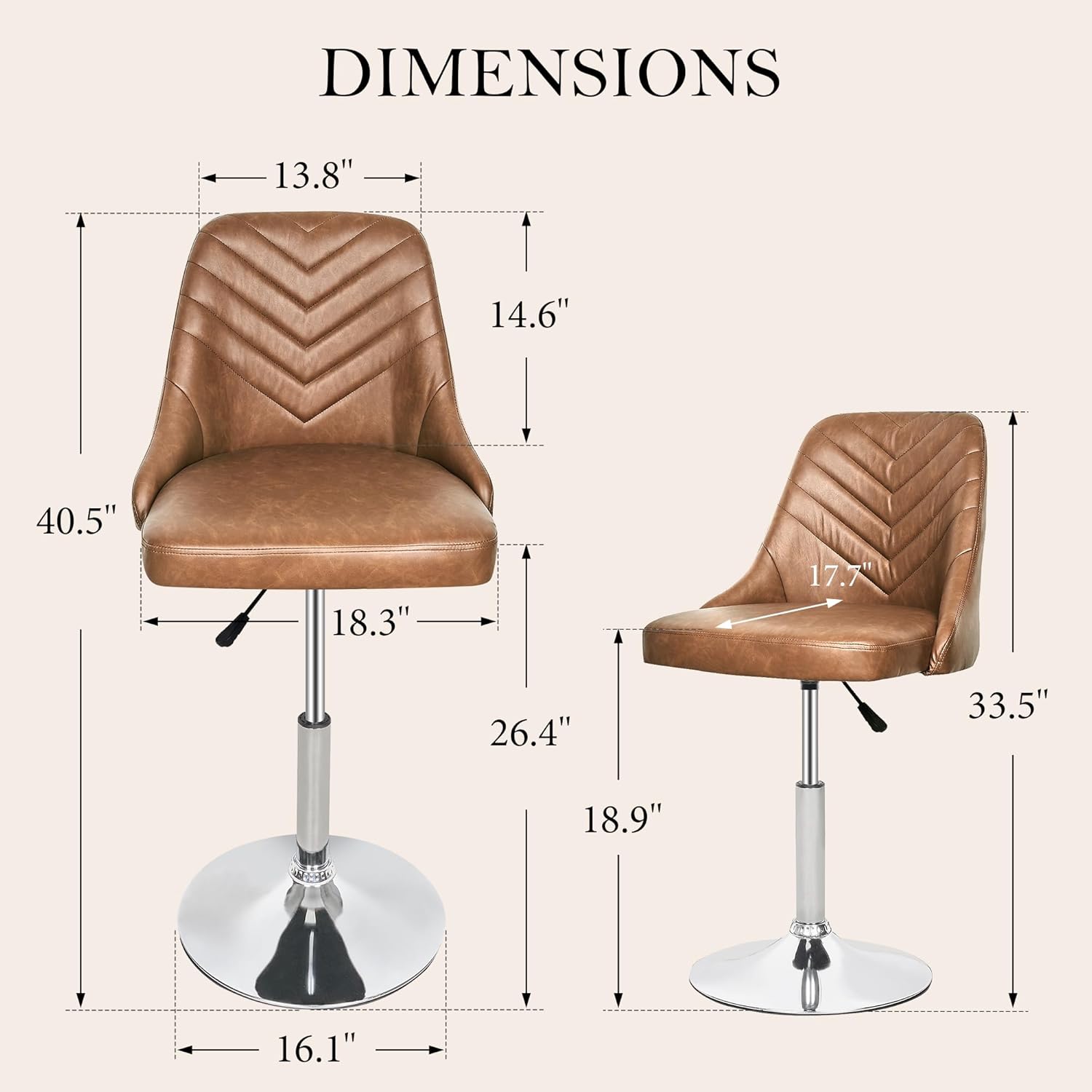 DIMENSIONS  
13.8"  
14.6"  
40.5"  
18.3"  
26.4"  
18.9"  
16.1"  
17.7"  
33.5"