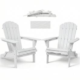 HTUTWOO - Set of 2 Wood Lounge Patio Chair for Garden Outdoor - Wooden Folding Embossed Adirondack Chair, Wood Lounge Patio Chair - White