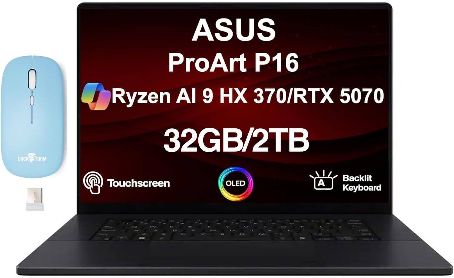 DOCK TORM ASUS ProArt P16 Ryzen AI 9 HX 370/RTX 5070 32GB/2TB Touchscreen OLED A Backlit Keyboard