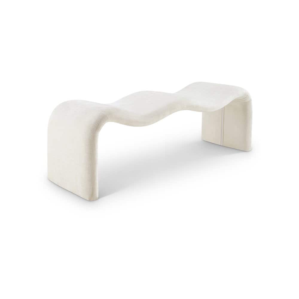 Meridian Furniture - Willow Cream Chenille Fabric Bench - Beige