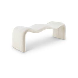 Meridian Furniture - Willow Cream Chenille Fabric Bench - Beige