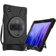 Front. CODi - CODi Rugged Carrying Case for Samsung Galaxy Tab A8 Tablet - Silicone, Polycarbonate Body - Shoulder Strap, Hand Strap - Black.
