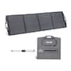 Front. VEVOR - 200W Foldable Solar Panel, 24% High-Efficiency Portable Monocrystalline Solar Panel Charger with MC4 Output, USB-A - Black.