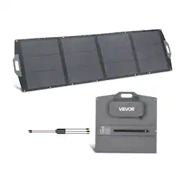 VEVOR - 200W Foldable Solar Panel, 24% High-Efficiency Portable Monocrystalline Solar Panel Charger with MC4 Output, USB-A - Black