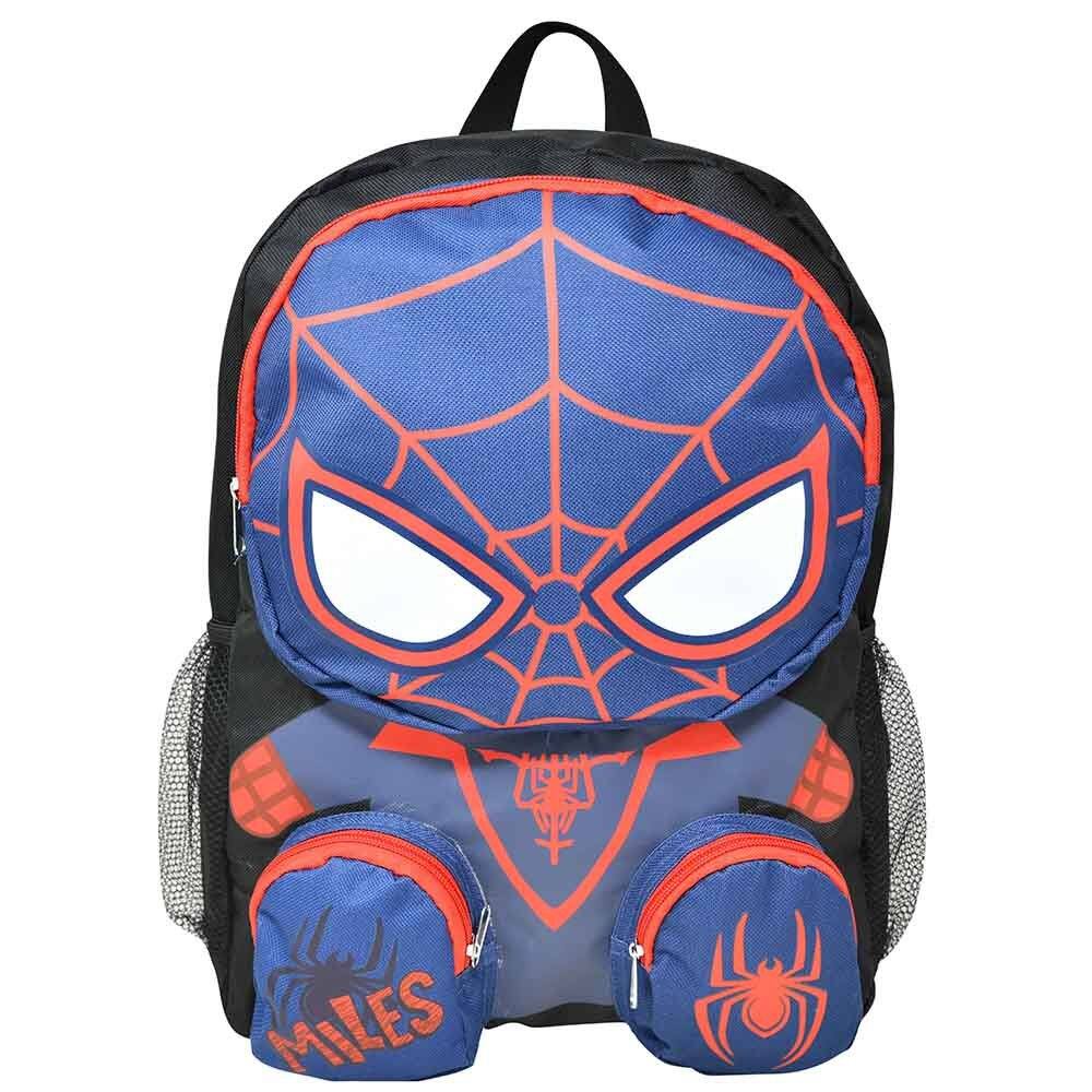 Front. UPD - Spiderman Friends Miles 16" Backpack with 3 Zipper Pockets - Multicolored.