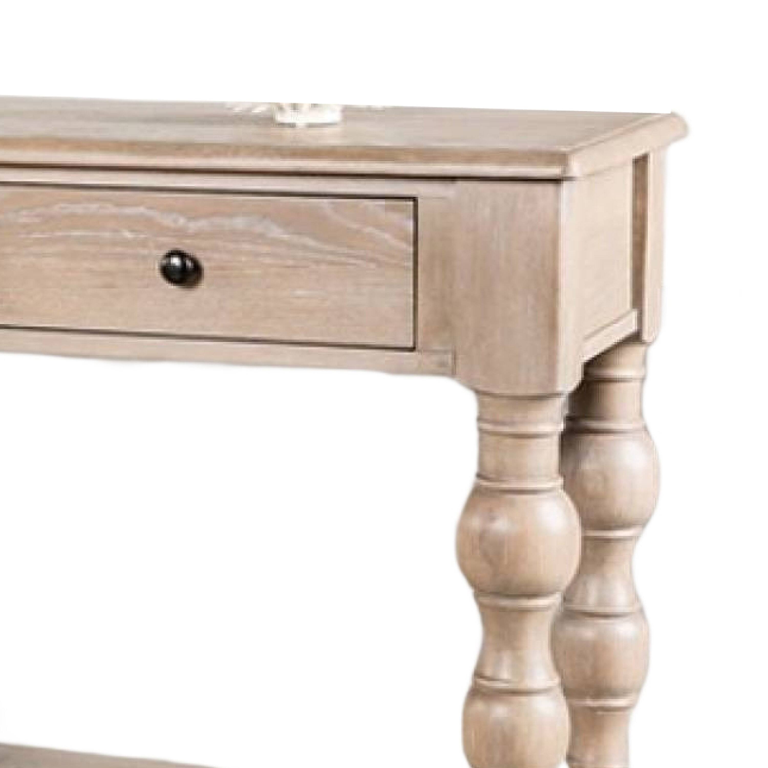 Alt View 2. Manhattan Lane - Cherie Sofa Table, 3 Drawers, Shelf, Light White Washed Wood, 64 Inch - White Wash Brown, Black.