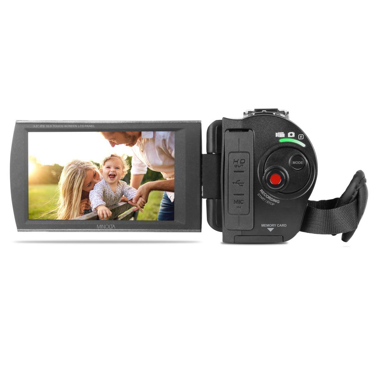 3.5" 15.9" TOUCH SCREEN LCD PANEL

HD OUT
MODE
MIC IN
START RECORDING STOP
MINOLTA
MEMORY CARD