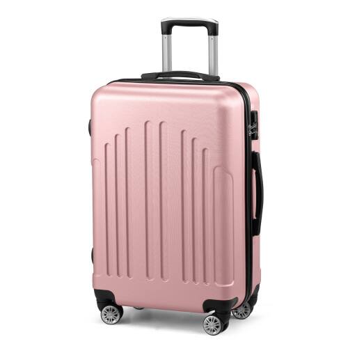 Alt View 1. Winado - 24" Checked Luggage Trolley Case ABS Hardside Medium Suitcase with Double Spinner Wheels & TSA Lock for Travel Business - Pink.