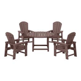 WestinTrends - Malibu Kids 5-Piece HDPE Outdoor Patio Round Dining Table and Chairs Set - Dark Brown