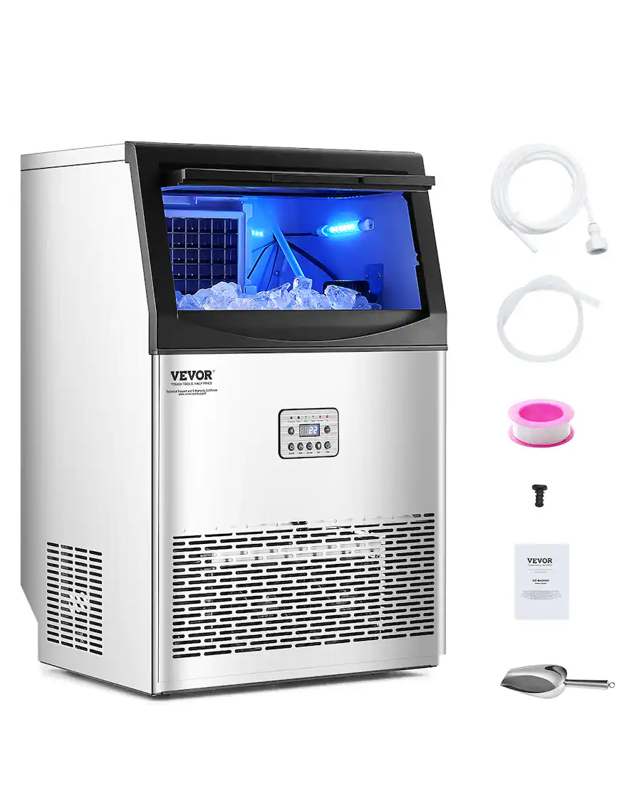 Ice Format VEVOR Commercial Ice Maker Machine, 90lbs/24H Ice Maker Machine with ...