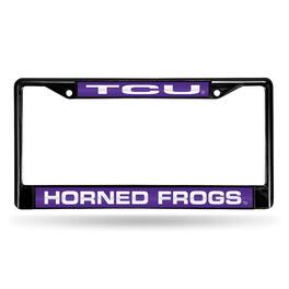 Rico Industries - Texas Christian TCU Horned Frogs Black Metal Laser Cut License Plate Frame - Multi