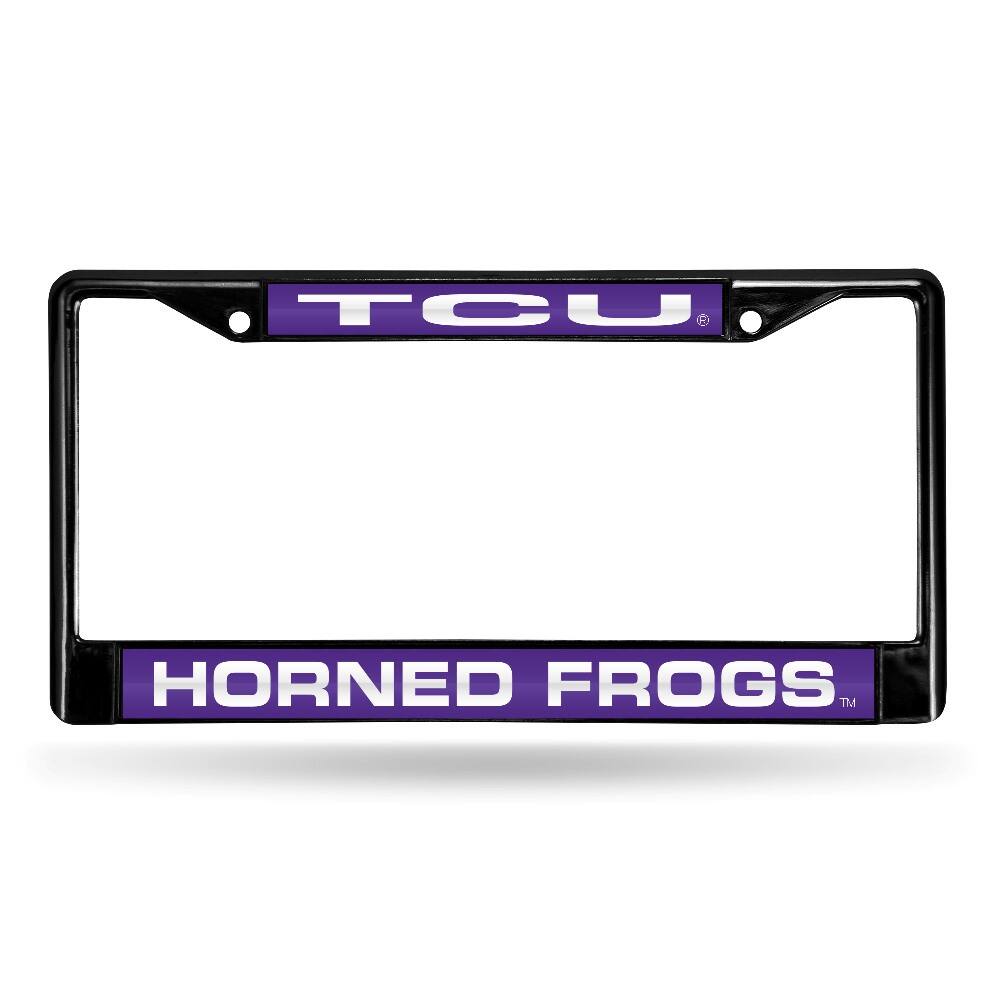 Texas Christian TCU Horned Frogs Black Metal Laser Cut License Plate Frame