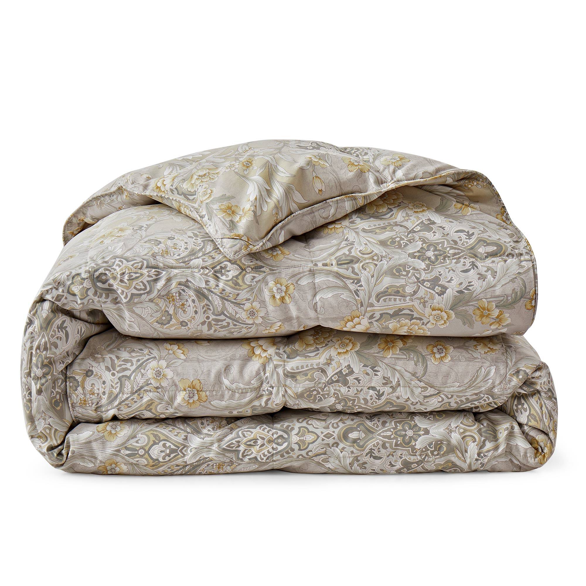 Back. Peace Nest - Peace Nest All Season Paisley Floral Goose Feather Fiber Comforter Duvet Vintage Style, Yellow Paisley, California King - Yellow Paisley.