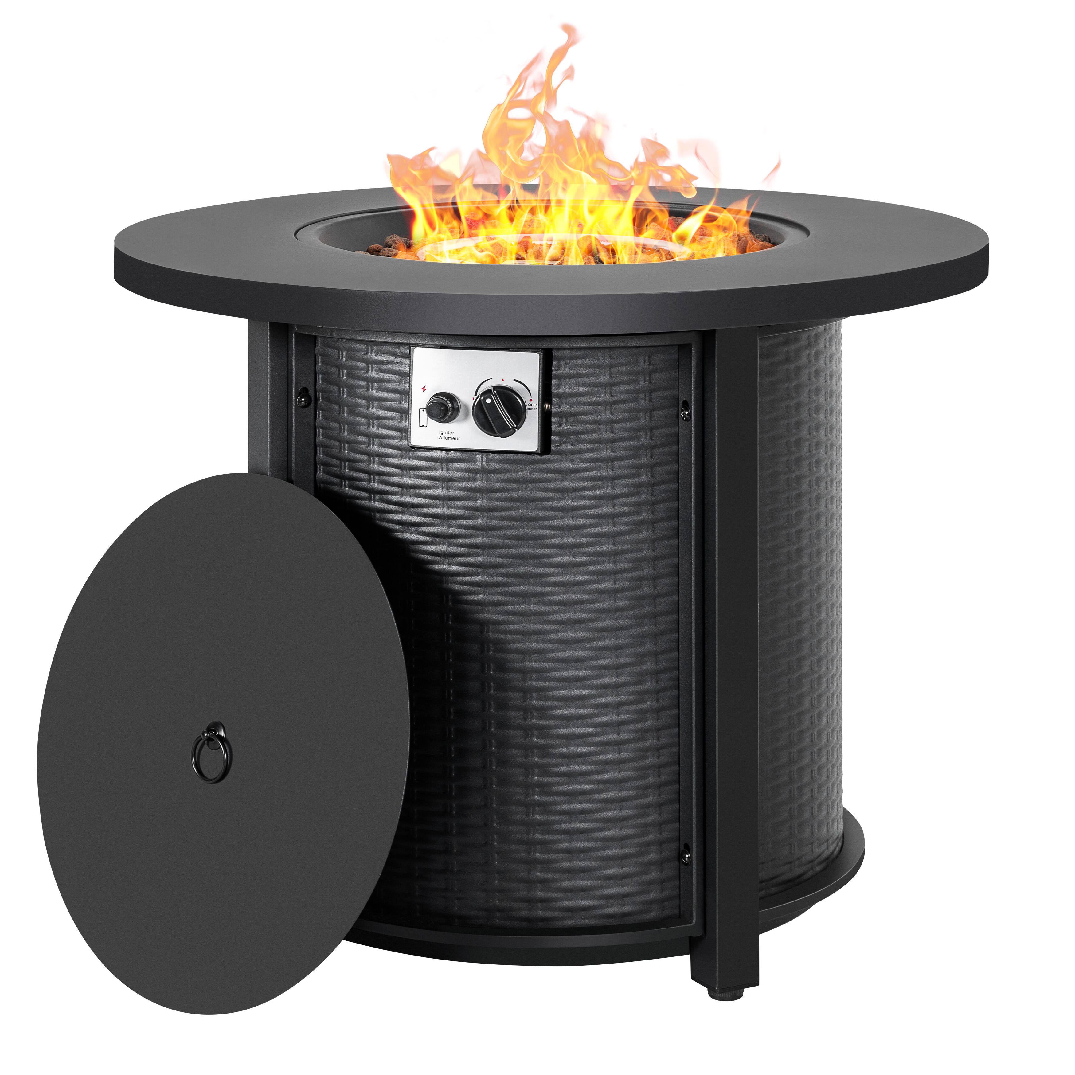 Alt View 1. Nuu Garden - Nuu Garden Patio 30'' Round Propane Fire Pit Table with Lid and Lava Rocks - Black.