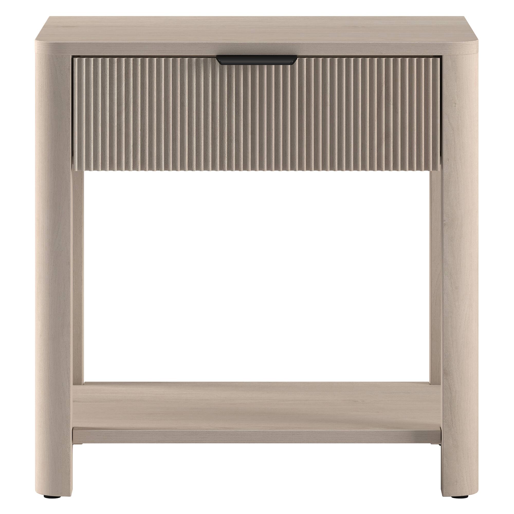 Angle. Hudson&Canal - Pomona 24" Wide Rectangular Fluted Nightstand in Alder White - White.