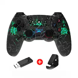 Cluzine - Switch Pro Wireless Gamepad with Gyroscope, Vibration and Crack Lighting Effects - Black