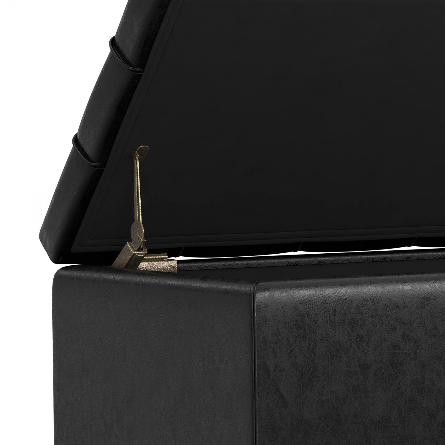 Alt View 5. Simpli Home - Sienna 33 inch Wide Storage Ottoman Bench in Distressed Black Vegan Leather - Distressed Black.