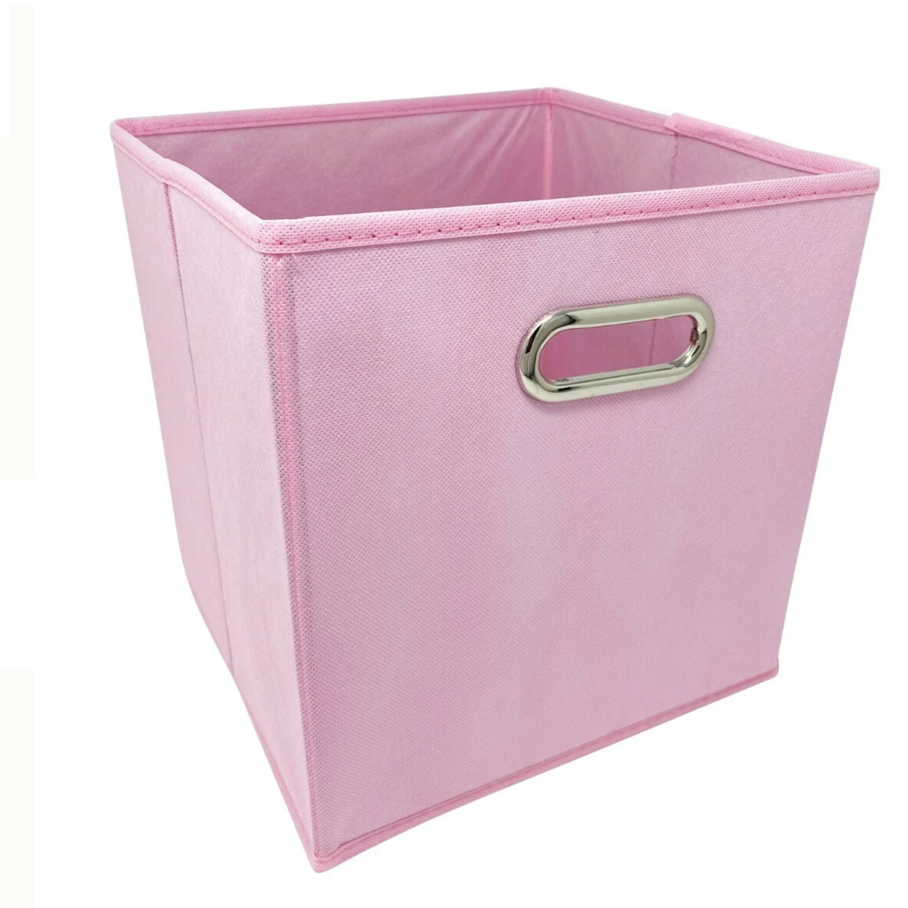 Left. Kitcheniva - Fabric Storage Cube Bins Organizer Basket Containers Bins Fabric Handle 10 Inch 6 Pack Pink.
