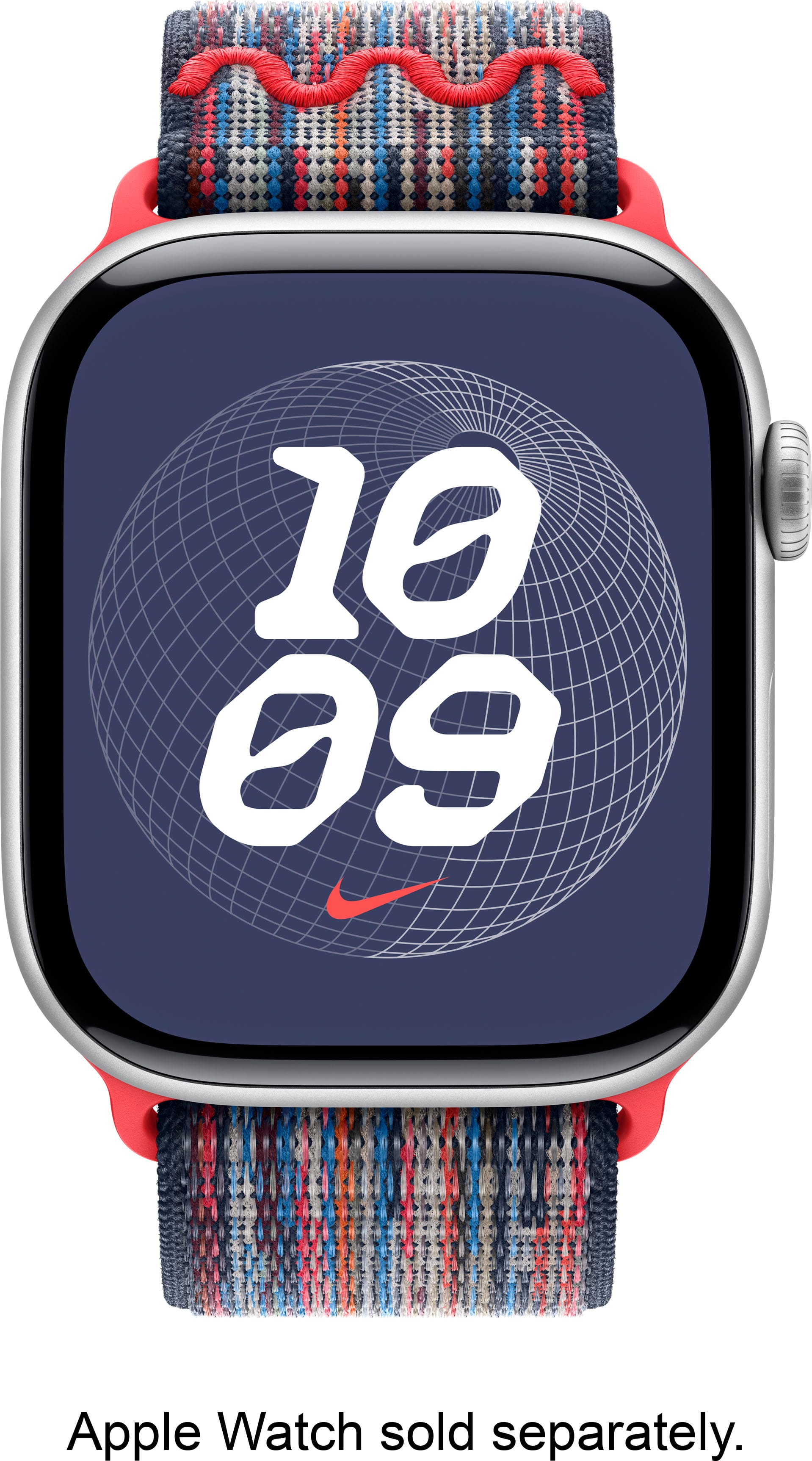 The text on the image reads: "10 09 Apple Watch sold separately."