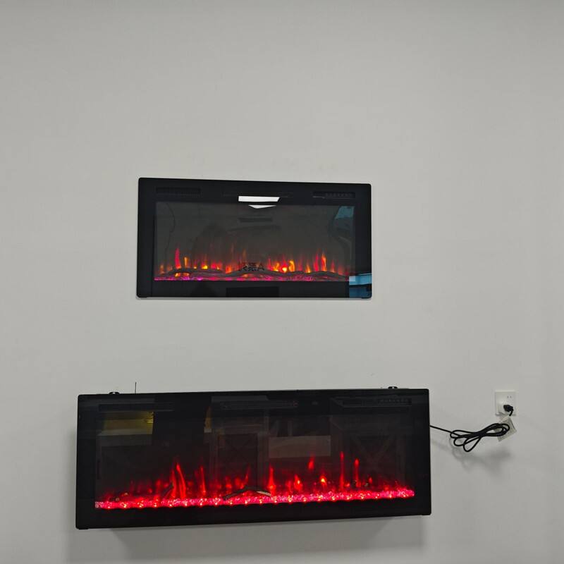 Angle. Edendirect - 5100 BTU 36 in. Fireplace Recessed Ultra-Thin Electric Wall-Mounted Heater Furnace with Multicolor Flame.