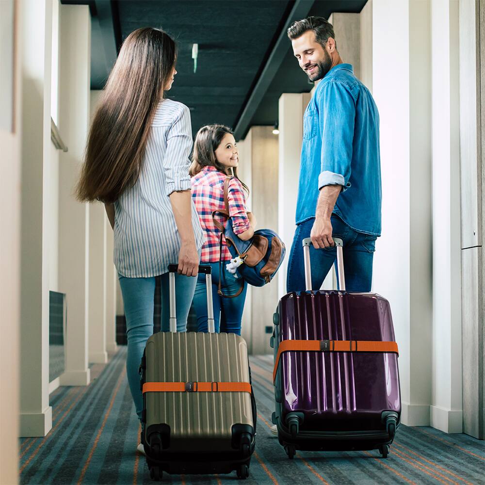 Alt View 2. Fosmon - 2 Pack Luggage Straps with Buckle, Adjustable Luggage Straps for Suitcases, Baby Car Seat, Travel Luggage Belt, Orange - Orange.