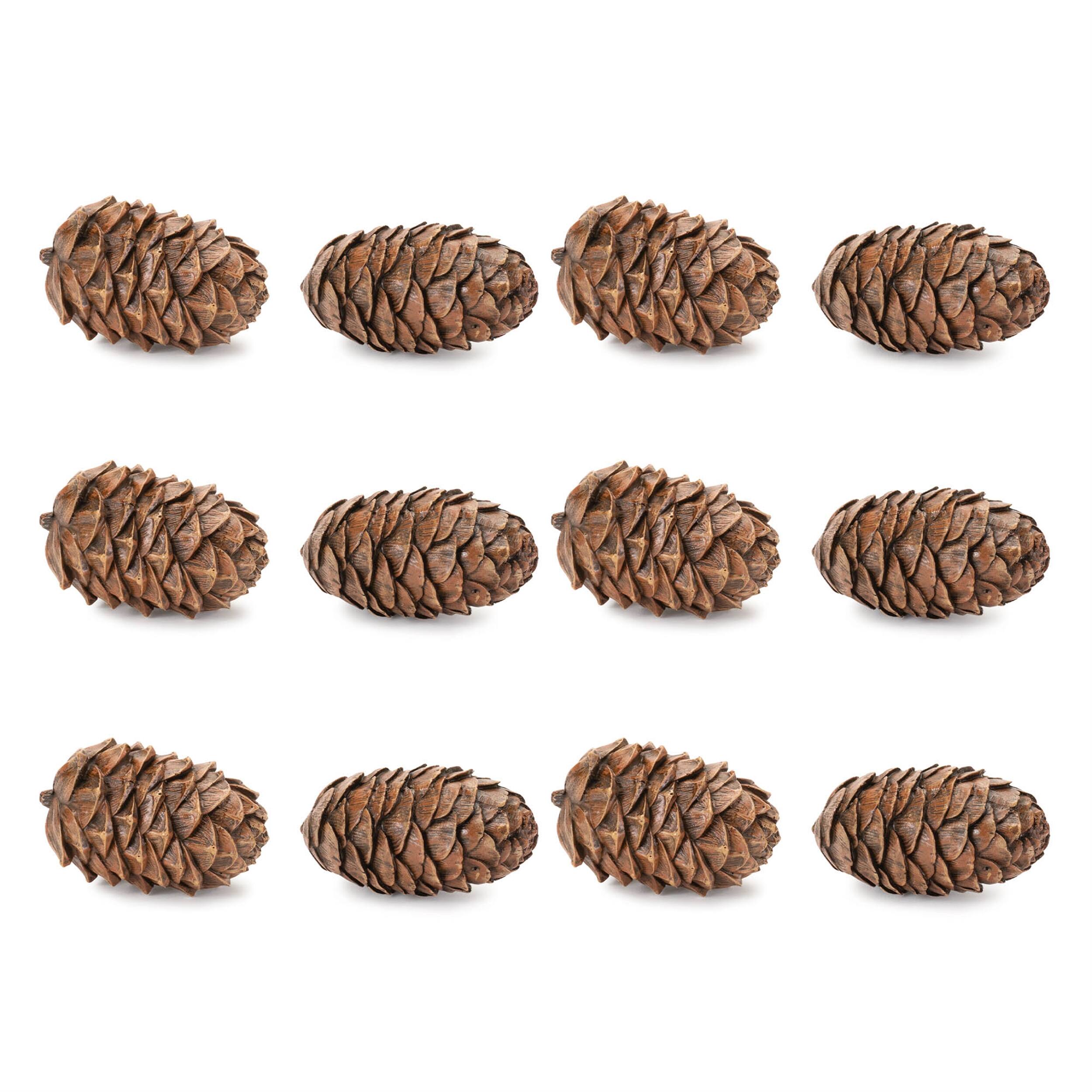 Back. BreeBe - Pine Cone Decor (Set of 12) - Brown.