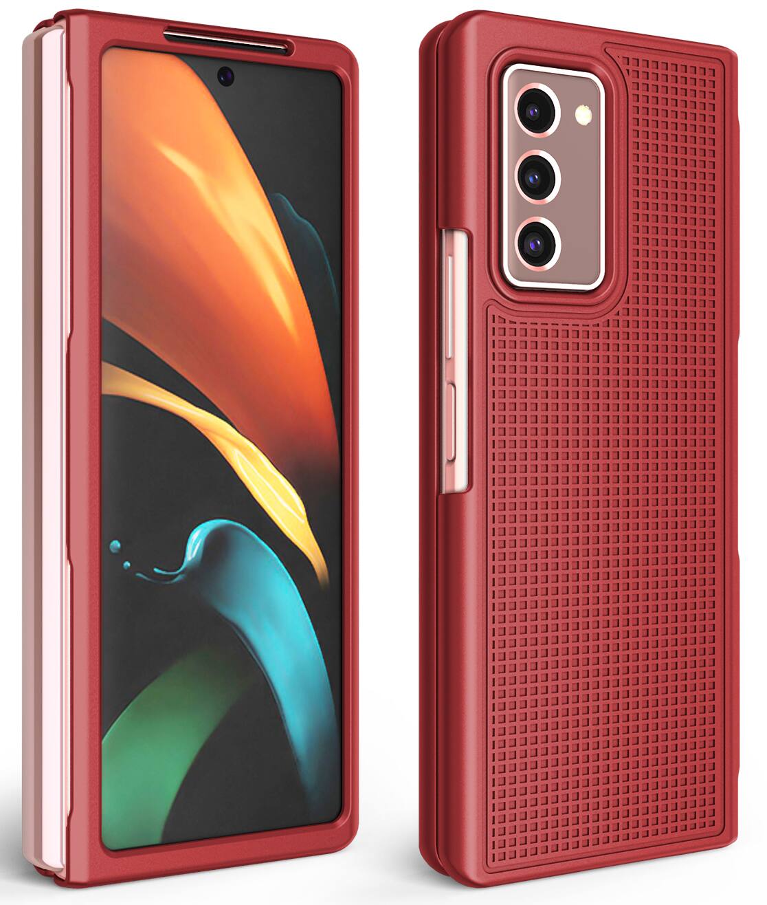 Alt View 8. Nakedcellphone - Slim Case and Belt Clip Holster Combo for Samsung Galaxy Z Fold 2 (SM-F916) - Red.