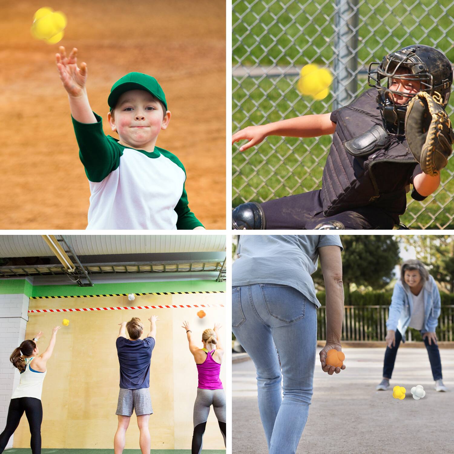 Alt View 2. GSE Games & Sports Expert - Reaction Ball, Field Training Ball, Agility Trainer for Baseball, Rubber Reaction Bounce Balls(Yellow) - YELLOW.