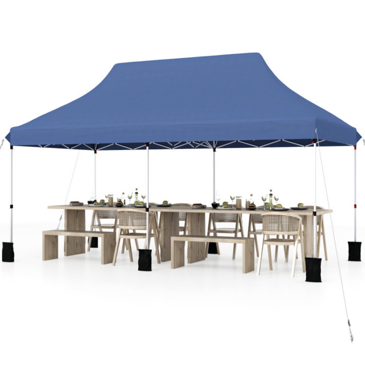 Alt View 2. Mondawe - 10 x 20 FT Pop-Up Canopy Tent with Carry Bag and 3-Level Height Adjustment - Blue.