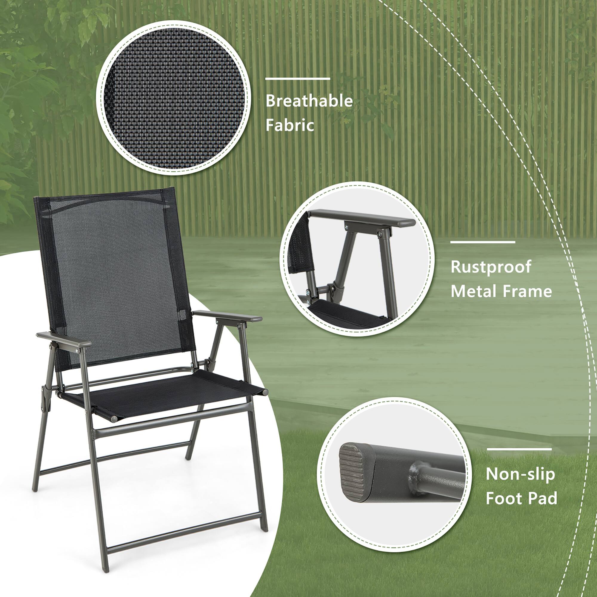 - Breathable Fabric
- Rustproof Metal Frame
- Non-slip Foot Pad