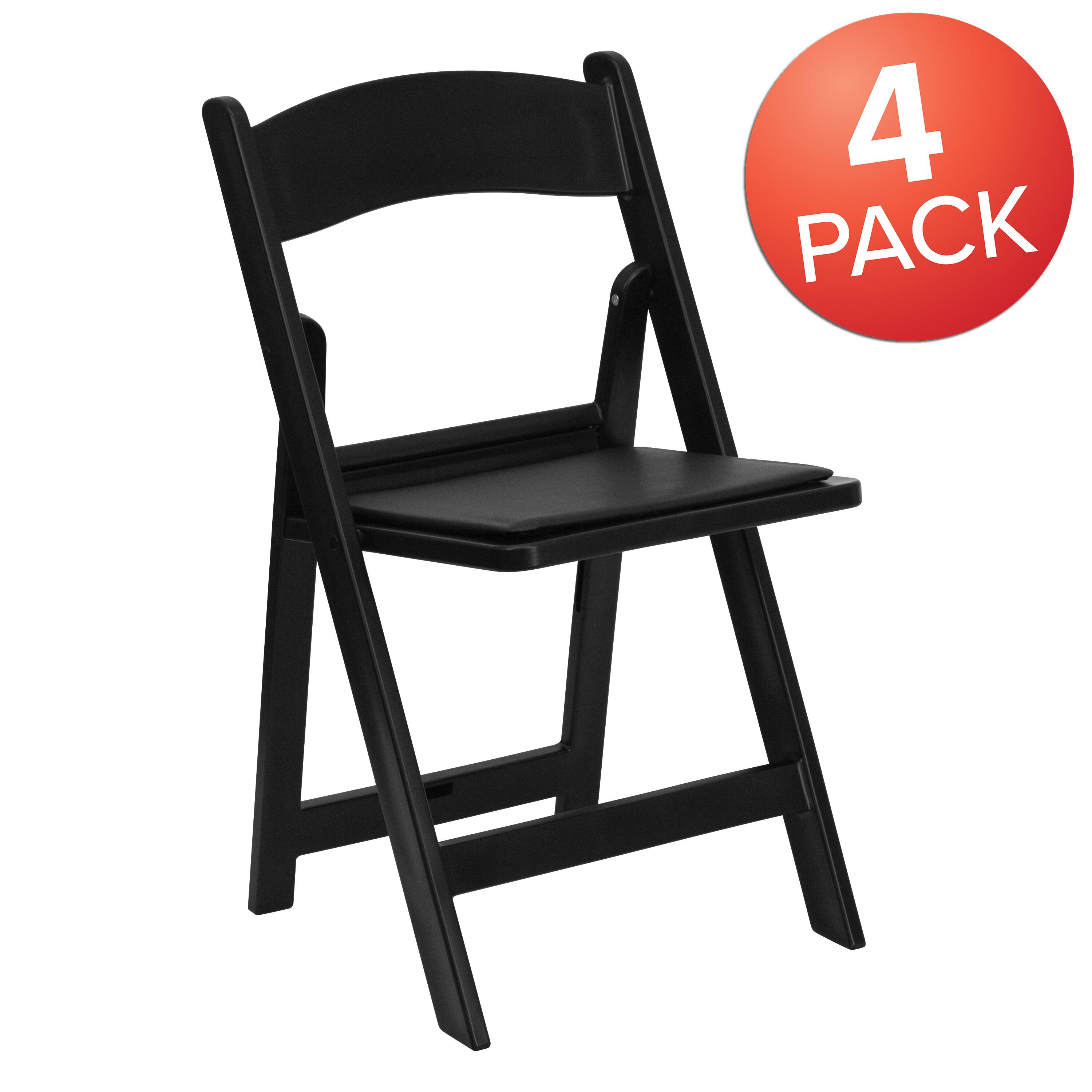 Alt View 1. Emma + Oliver - Set of 4 800 lb Weight Capacity Indoor/Outdoor Resin Folding Chairs - Black.