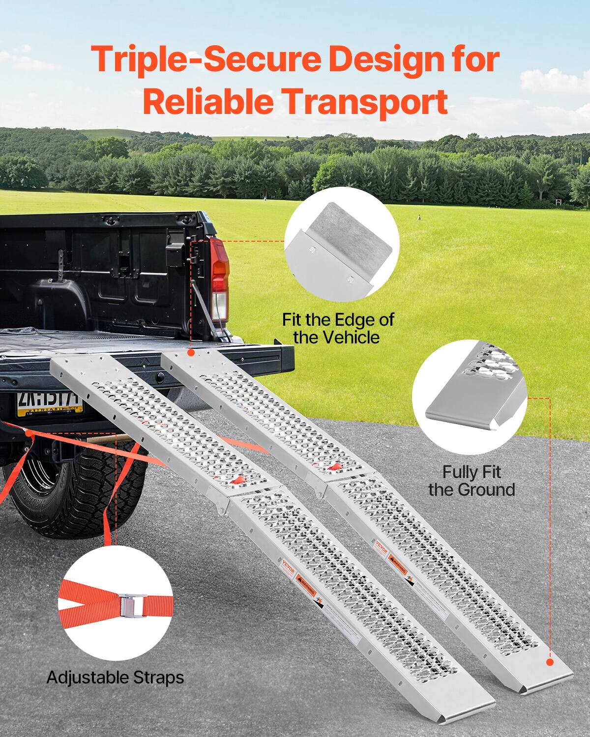 Triple-Secure Design for Reliable Transport

- Fit the Edge of the Vehicle
- Fully Fit the Ground
- Adjustable Straps