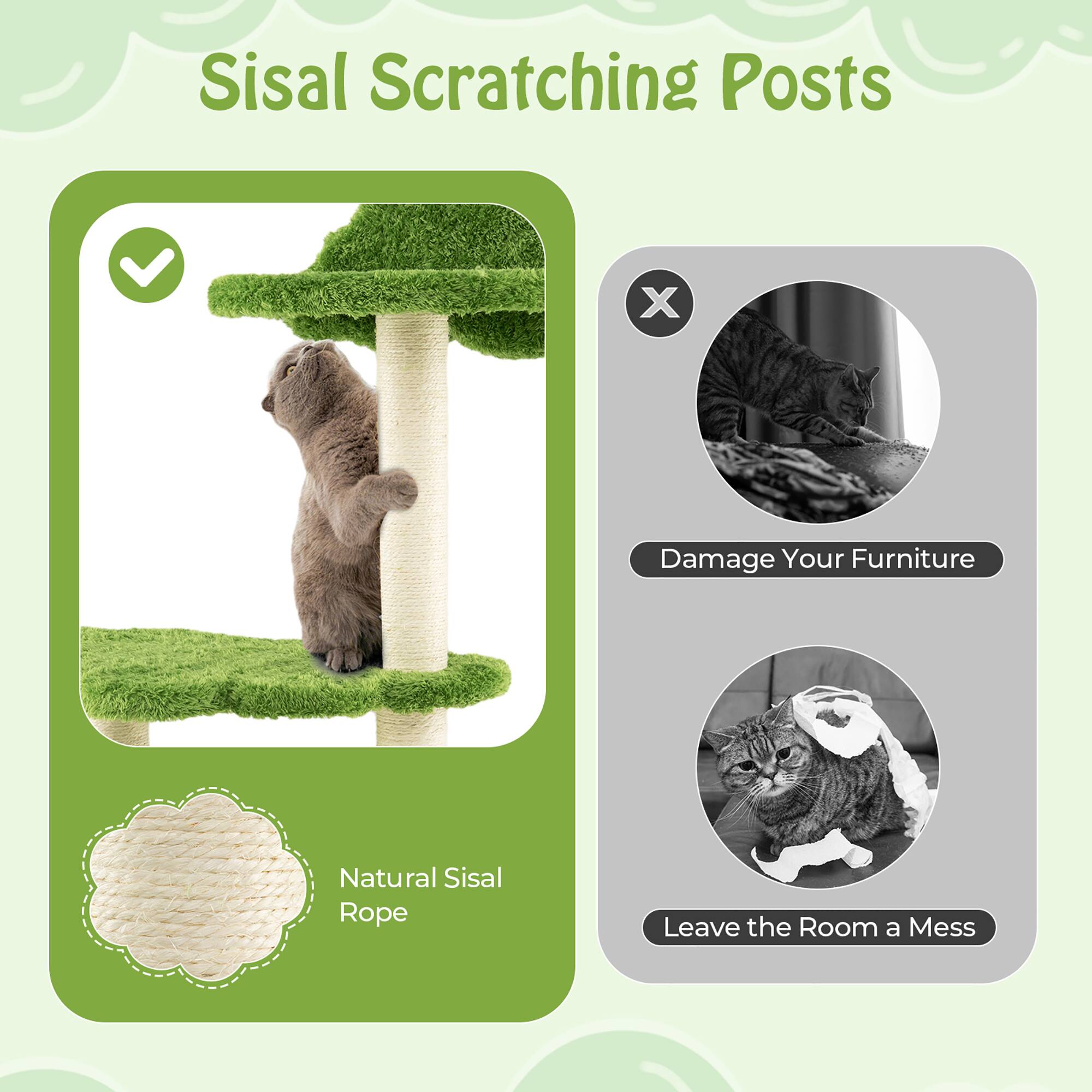 Sisal Scratching Posts

- Natural Sisal Rope
- Damage Your Furniture
- Leave the Room a Mess