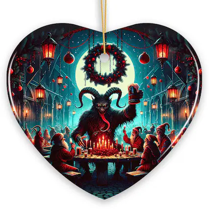 Front. OrnamentallyYou - Krampuss Unholy Revelry Ornament Dark Folklore Celebration and Spooky Decor Heart - Multi-colored.