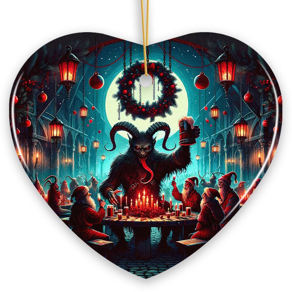 Front. OrnamentallyYou - Krampuss Unholy Revelry Ornament Dark Folklore Celebration and Spooky Decor Heart - Multi-colored.