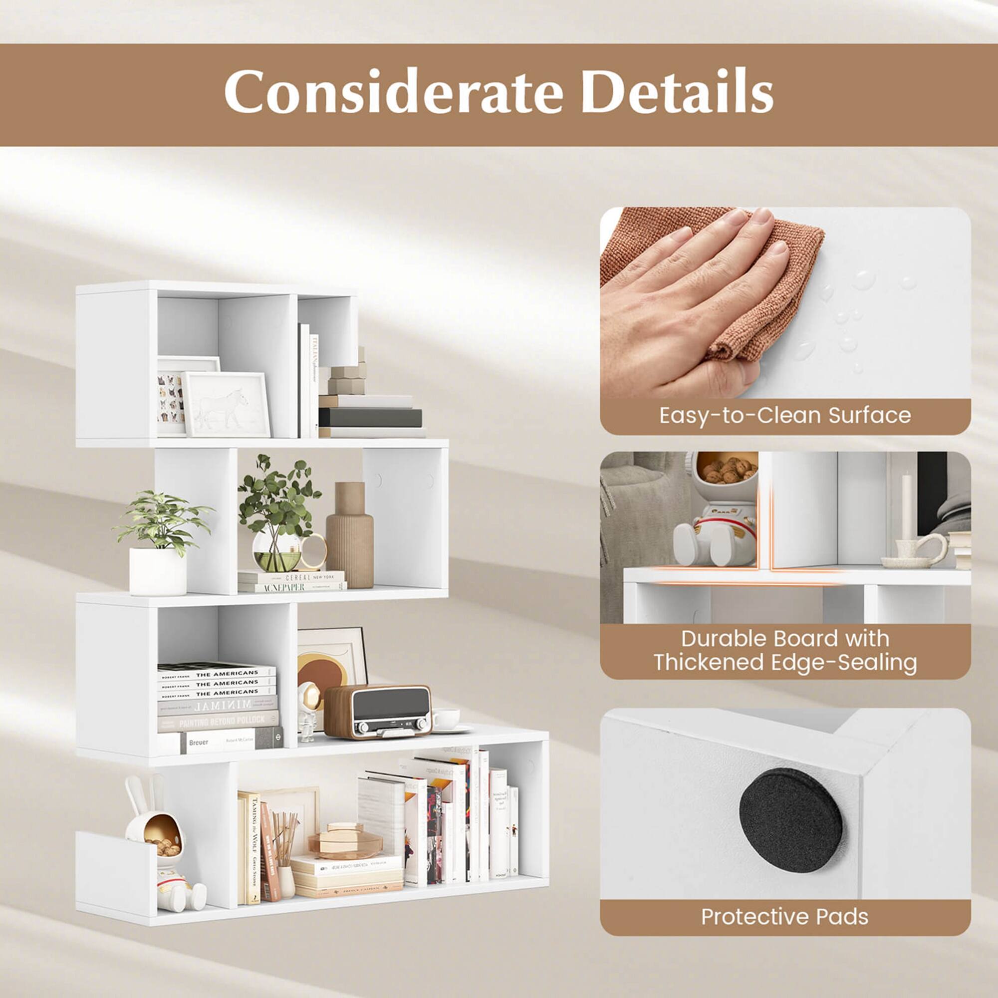 Considerate Details: Easy-to-Clean Surface, Durable Board with Thickened Edge-Sealing, Protective Pads.