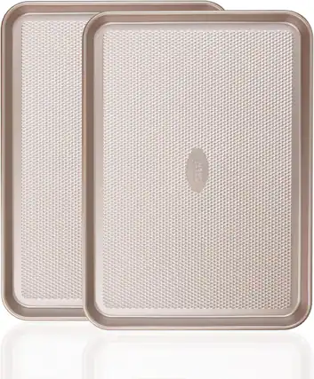 Front. Baker's Secret - Baker's Secret 2 Pack Half Sheet Pan Set, 1/2 Cookie Sheets for Baking with Diamond Texture, 17.7" x 13".