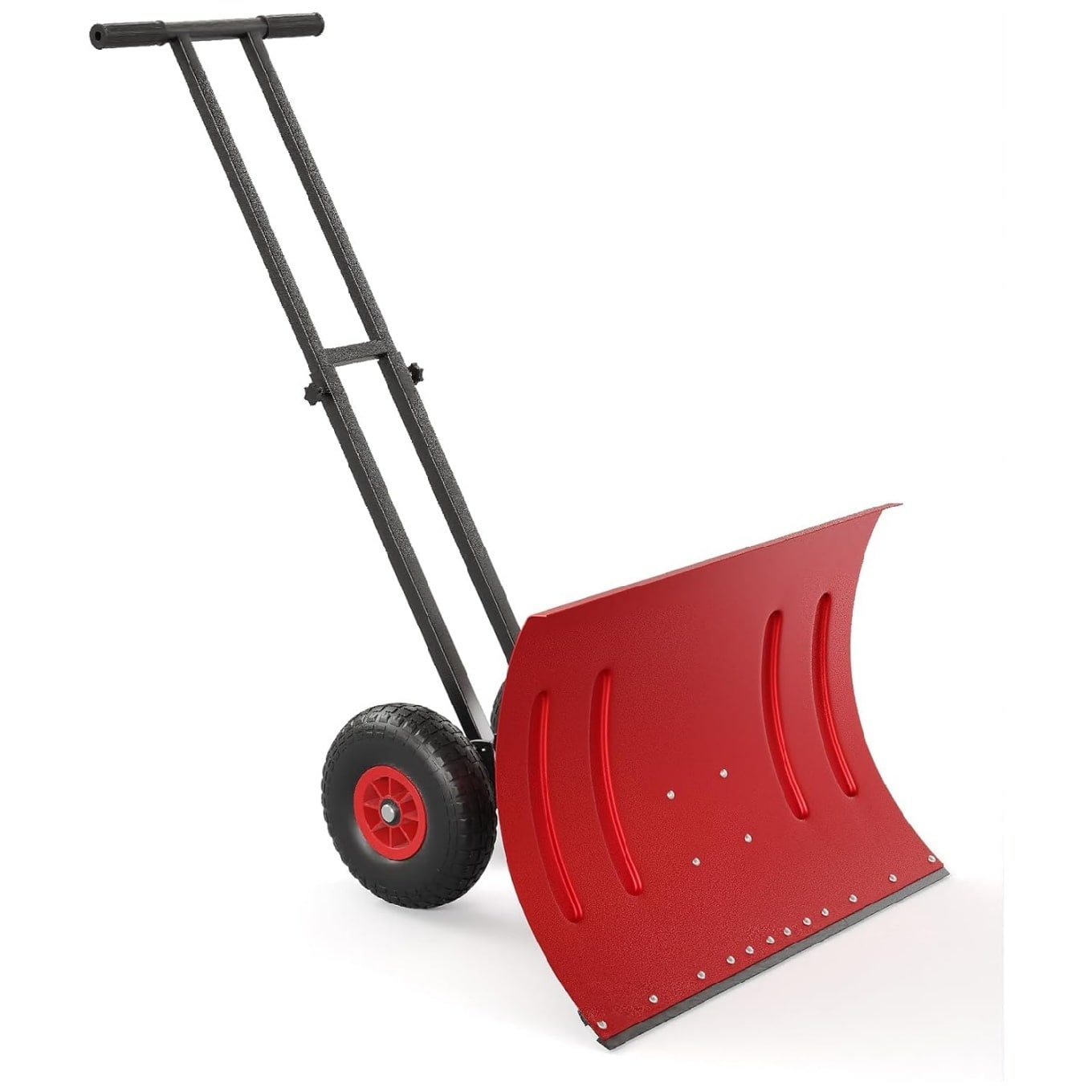 GARVEE - Snow Shovel Pusher for Driveway, Heavy Duty 29 In Snow Shovel with Double Rod - Red