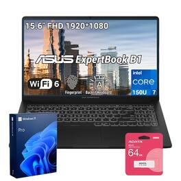 ASUS - Upgraded - ExpertBook 15.6" FHD Laptop - Intel Core 7 150U - 16GB RAM 1TB SSD - FP Reader - Backlit KB - 64GB USB Drive - Gray