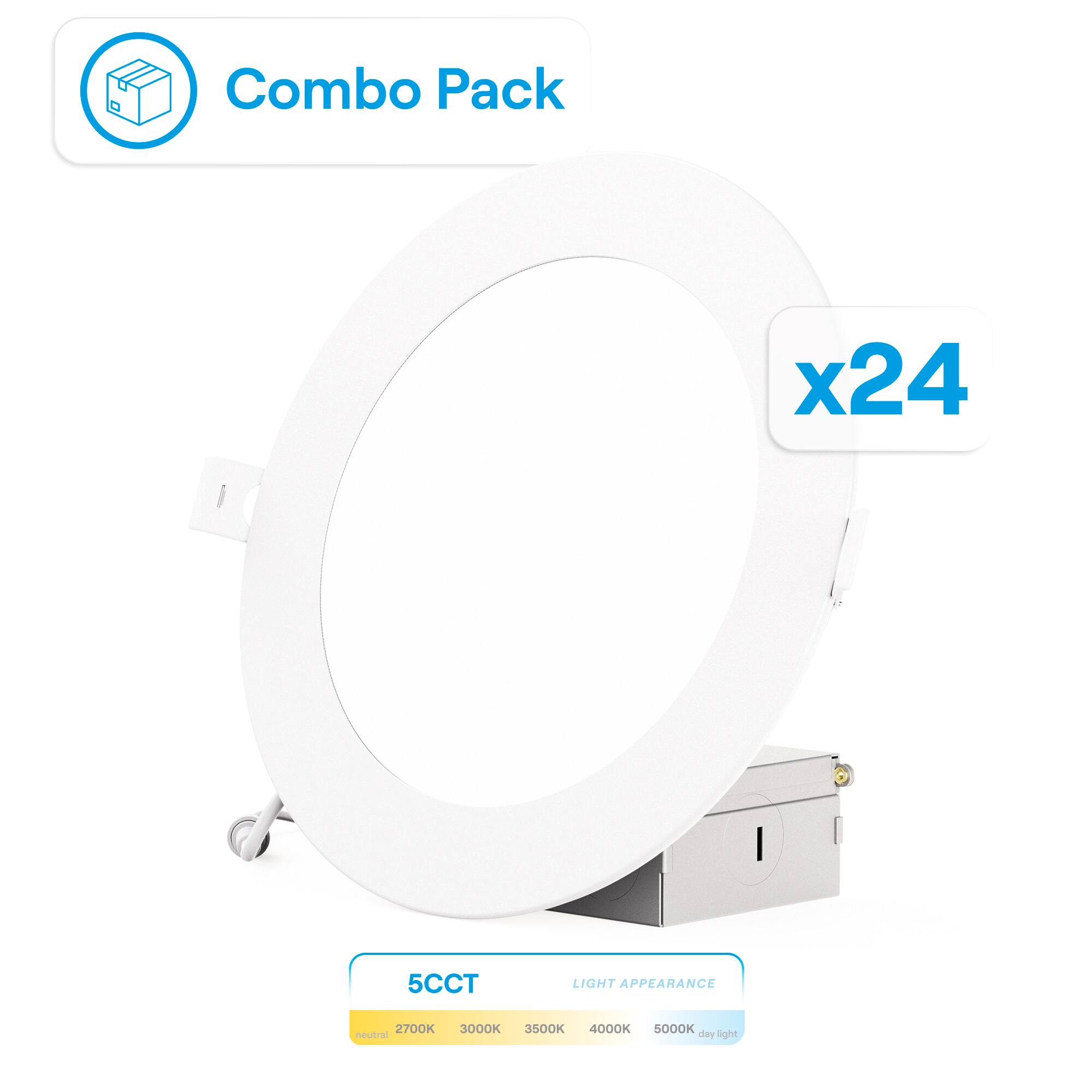 Infibrite - 6 Inch 5CCT Selectable New Construction 12 Watt 1200LM 0-10V Dimmable LED Light 120-277V (24 Pack) - White price history on PriceWatchPro