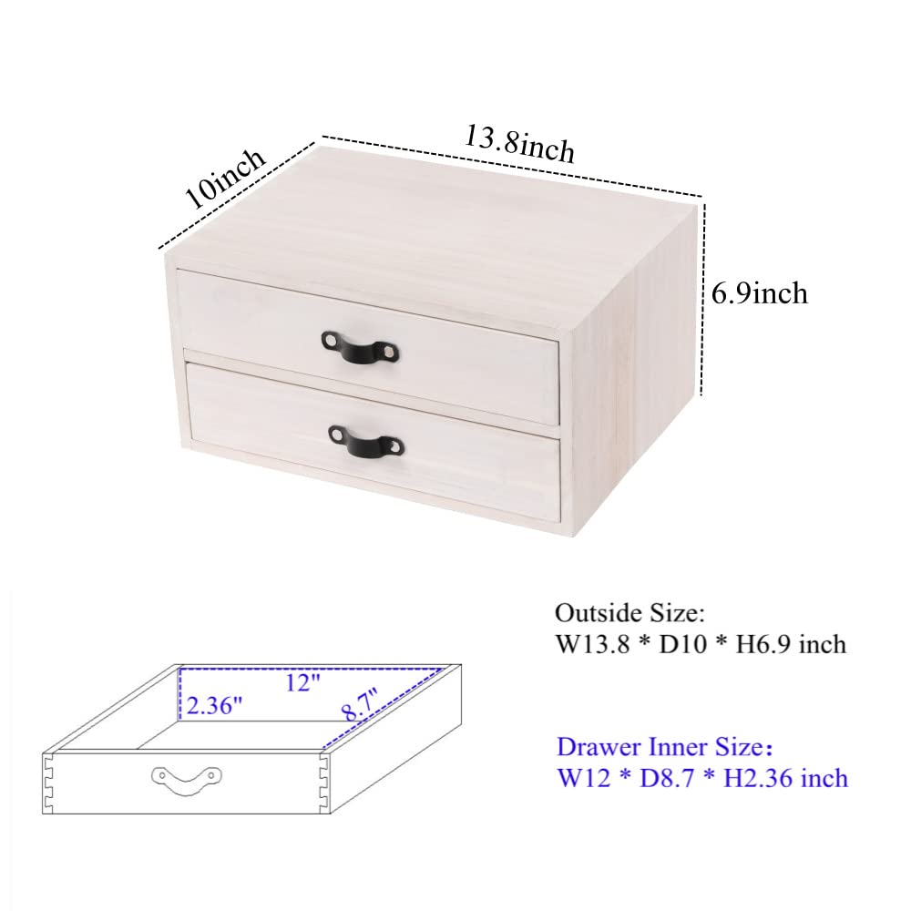 Outside Size: W13.8 * D10 * H6.9 inch

Drawer Inner Size: W12 * D8.7 * H2.36 inch
