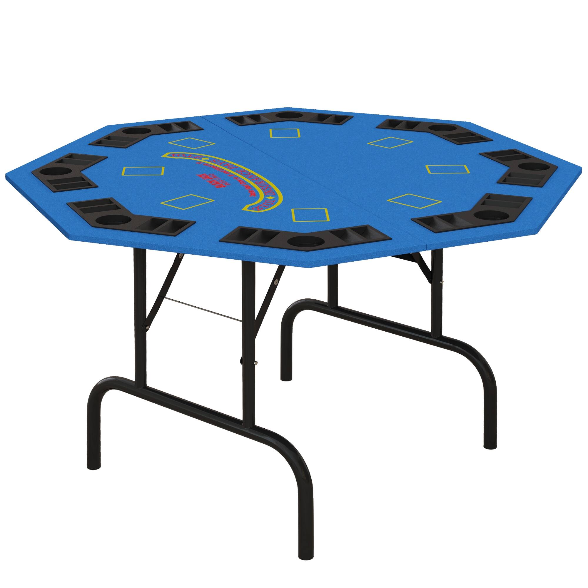 Soozier - Poker Table Foldable 47" Octagon Table Blackjack Poker Table for 8 Players with Cup Holders