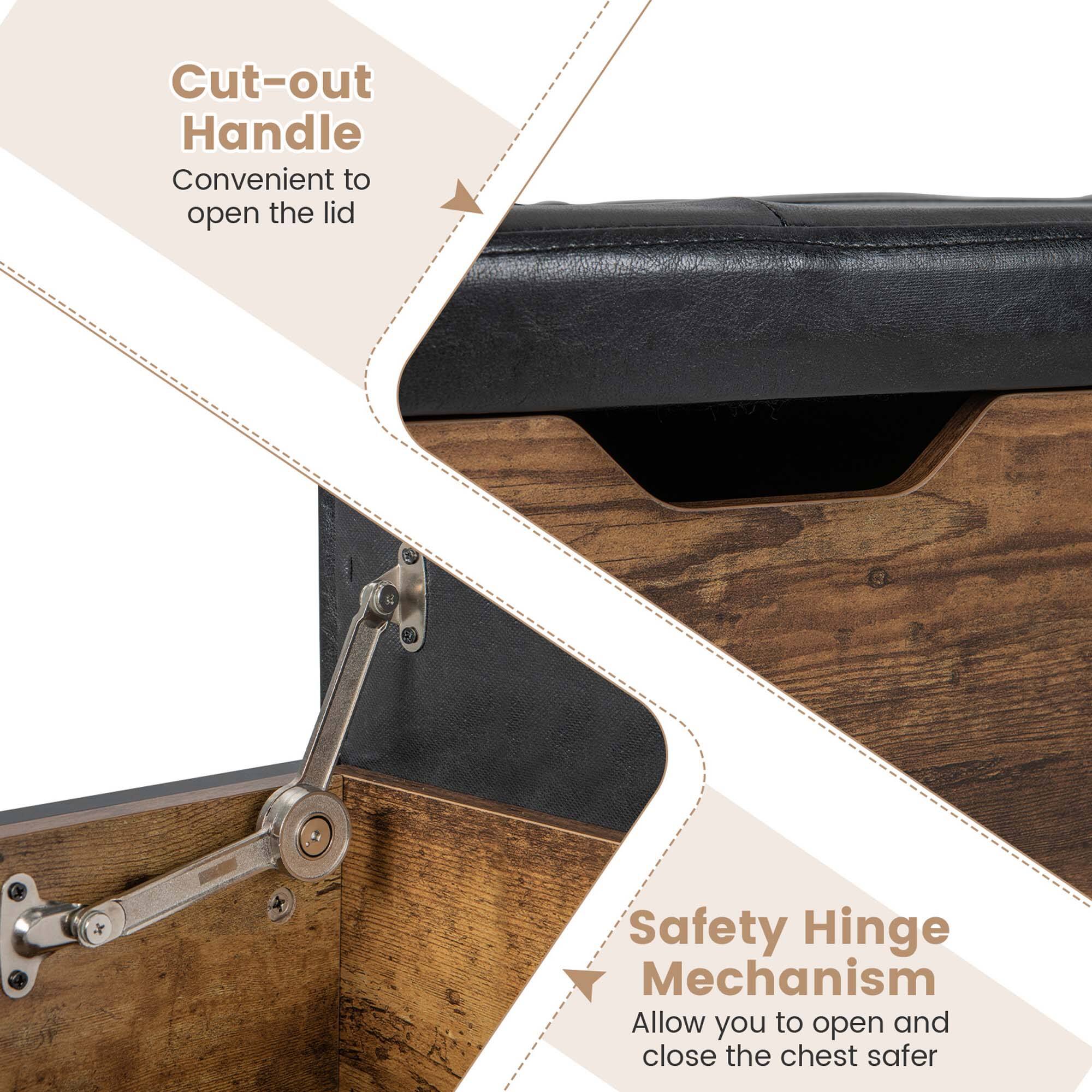 Cut-out Handle, Convenient to open the lid, Safety Hinge Mechanism, Allow you to open and close the chest safer