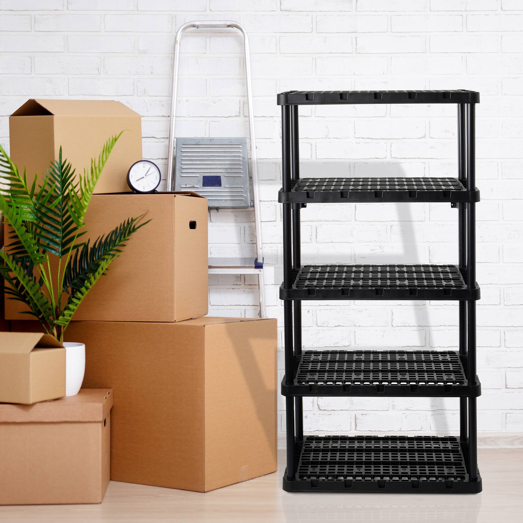 Alt View 5. Gracious Living - Gracious Living 5 Shelf Knect-A-Shelf Ventilated Heavy Duty Storage Unit, Black - Black.