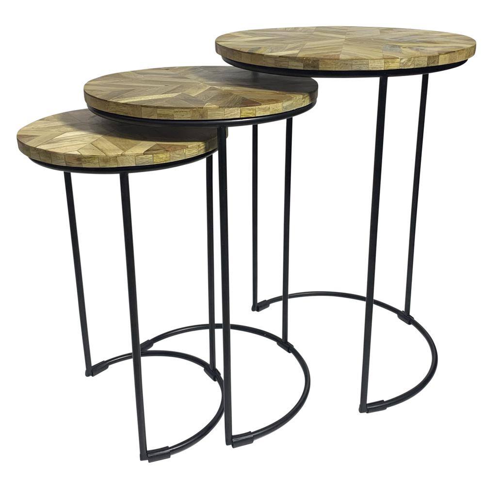 Front. Carolina Chair & Table - Mackintosh Round Nesting Tables - Natural Inlay/Black - Natural Inlay, Black.
