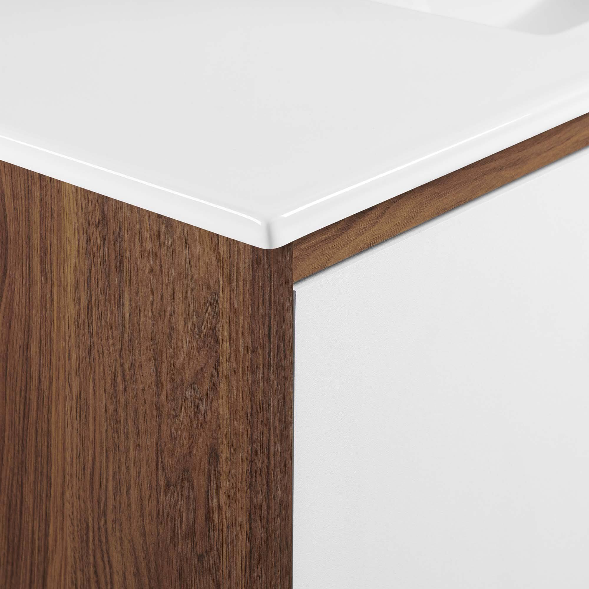 Alt View 6. Modway - Transmit Wall-Mount Bathroom Vanity Basin Included - Walnut White.